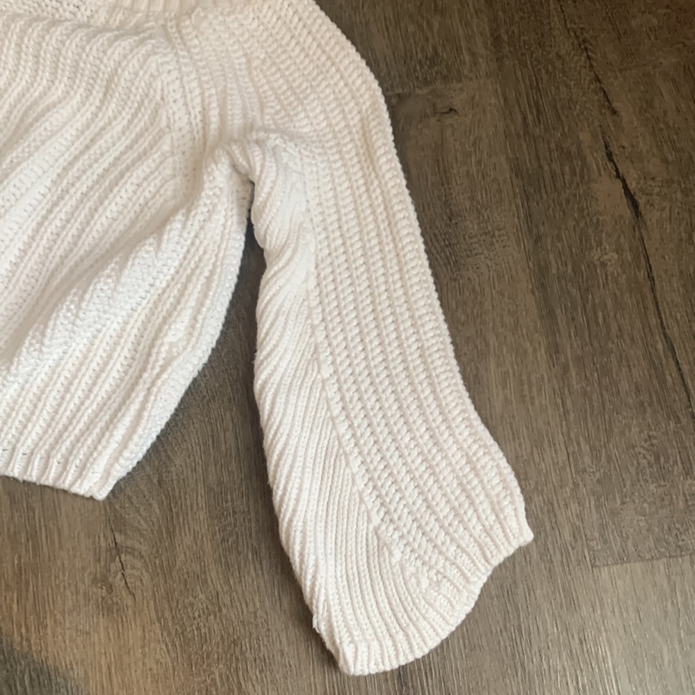 Lulu’s Off the Shoulder Cropped White Sweater - Picture 5 of 13